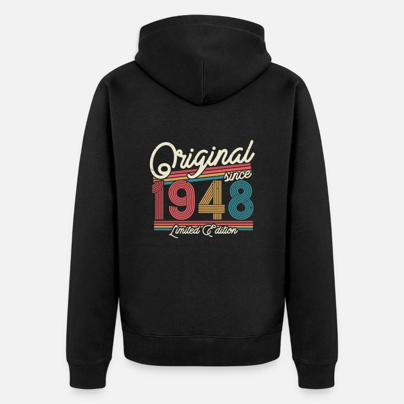 Cadeau 75/76e anniversaire 1948 - Veste à capuche bio Premium Unisexe - noir