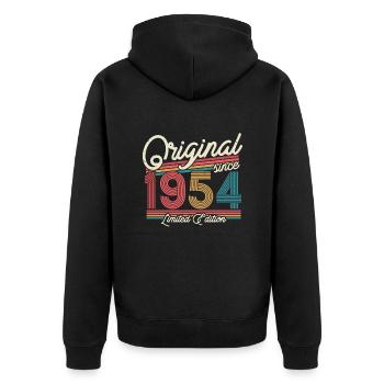 Cadeau 69/70e anniversaire 1954 - Veste à capuche bio Premium Unisexe - noir - Dos - Nico (187cm)