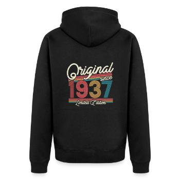 Gift 1937 | 86/87 years - Unisex Premium Organic Zip Hoodie - black - Back - Nico (187cm)
