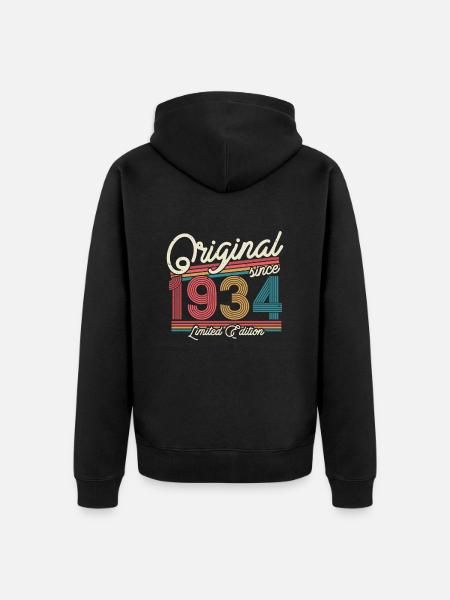 Gift 89/90th birthday 1934 - Unisex Premium Organic Zip Hoodie - black