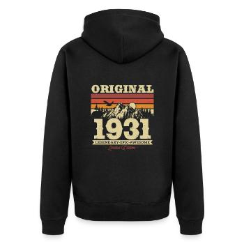 Cadeau d’anniversaire vintage 1931 - Veste à capuche bio Premium Unisexe - noir - Dos - Nico (187cm)