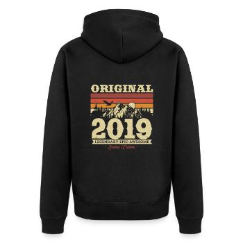 Vintage Birthday Gift 2019 4/5 Years - Unisex Premium Organic Zip Hoodie - black - Back - Nico (187cm)