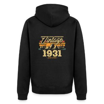 1931 Birthday Nostalgia - Unisex Premium Organic Zip Hoodie - black - Back - Nico (187cm)
