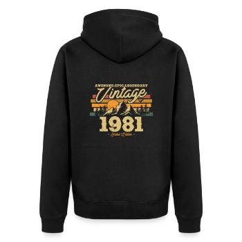 42e anniversaire élégant en 1981 - Veste à capuche bio Premium Unisexe - noir - Dos - Nico (187cm)