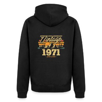 Vintage Birthday Wish 1971 - Veste à capuche bio Premium Unisexe - noir - Dos - Nico (187cm)