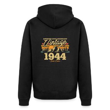 Gift 79/80 Vintage 1944 - Unisex Premium Organic Zip Hoodie - black - Back - Nico (187cm)