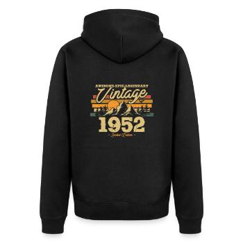 Birthday present born in 1952 71/72 years - Unisex Premium Organic Zip Hoodie - black - Back - Nico (187cm)