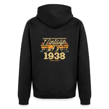 Vintage 1938 Gift - 85/86 Years - Unisex Premium Organic Zip Hoodie - black - Back - Nico (187cm)