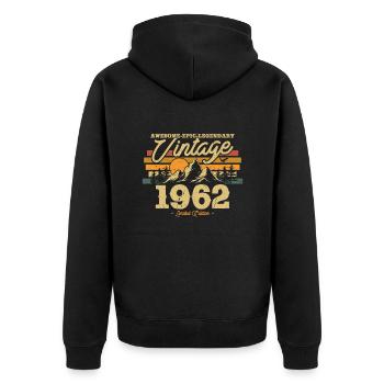 Vintage 1962 Birthday Gift - Unisex Premium Organic Zip Hoodie - black - Back - Nico (187cm)
