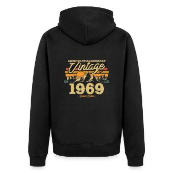 Cadeau d’anniversaire vintage 1969 - Veste à capuche bio Premium Unisexe - noir - Dos - Nico (187cm)