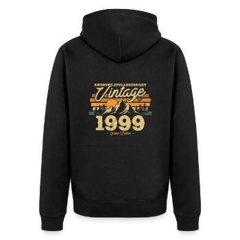 Vintage Birthday Gift 1999 - Unisex Premium Organic Zip Hoodie - black - Back - Nico (187cm)