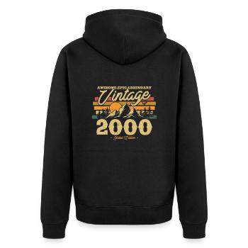 Vintage Birthday Gift 2000 - Unisex Premium Organic Zip Hoodie - black - Back - Nico (187cm)