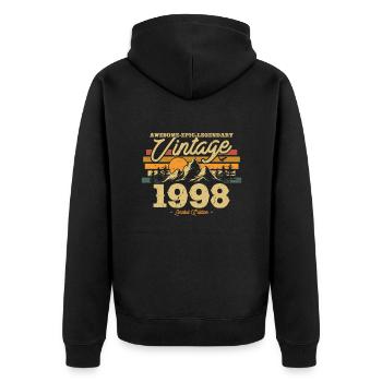 Cadeau d’anniversaire vintage 1998 - Veste à capuche bio Premium Unisexe - noir - Dos - Nico (187cm)
