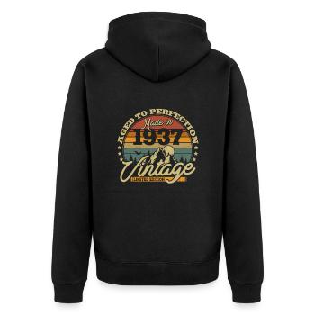 Vintage Gift 1937, 86/87 years - Unisex Premium Organic Zip Hoodie - black - Back - Nico (187cm)