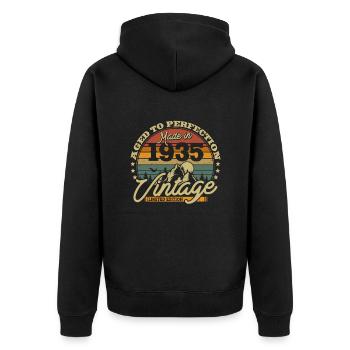 Vintage Gift 1935 88/89 Year - Unisex Premium Organic Zip Hoodie - black - Back - Nico (187cm)