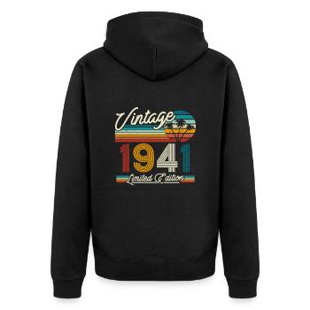 1941 Cadeau vintage 82/83 ans - Veste à capuche bio Premium Unisexe - noir - Dos - Nico (187cm)
