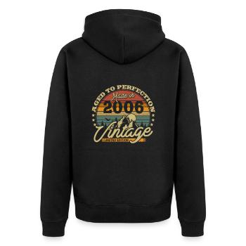 Vintage 2006 Geburtstagsgeschenk - Unisex Premium Bio Zip Hoodie - Schwarz - Hinten - Nico (187cm)