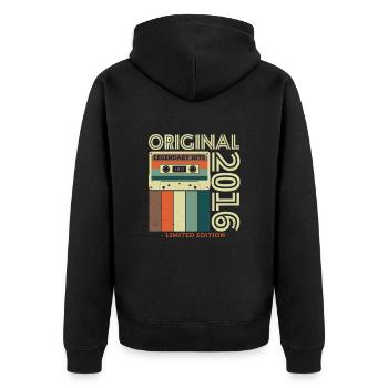 Vintage Gift 2016 - Unisex Premium Organic Zip Hoodie - black - Back - Nico (187cm)