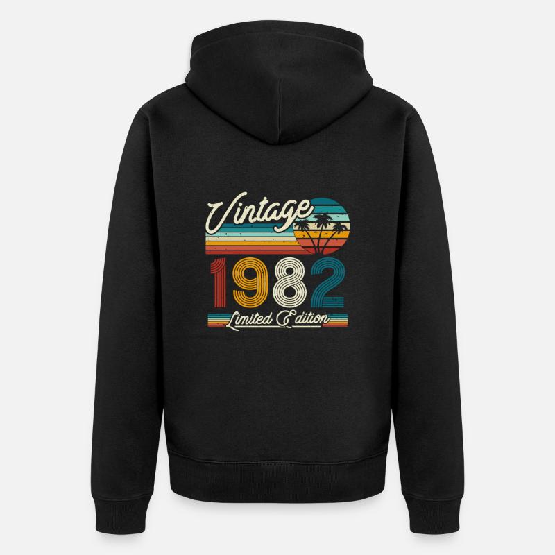 Idée cadeau millésime 1982 - Veste à capuche bio Premium Unisexe - noir