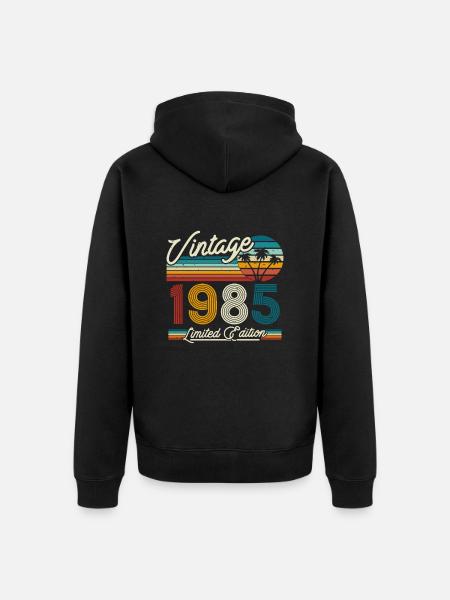 Idée cadeau Millésime 1985 - Veste à capuche bio Premium Unisexe - noir