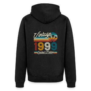 Birthday Gift Vintage 1999, 24/25 Years - Unisex Premium Organic Zip Hoodie - black - Back - Nico (187cm)