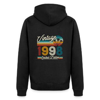 Vintage 1998 Geburtstagsgeschenk - Unisex Premium Bio Zip Hoodie - Schwarz - Hinten - Nico (187cm)