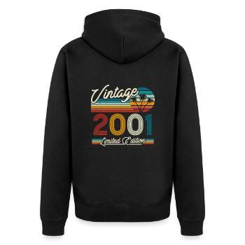 Vintage 2001 Gift - 22/23 years - Unisex Premium Organic Zip Hoodie - black - Back - Nico (187cm)
