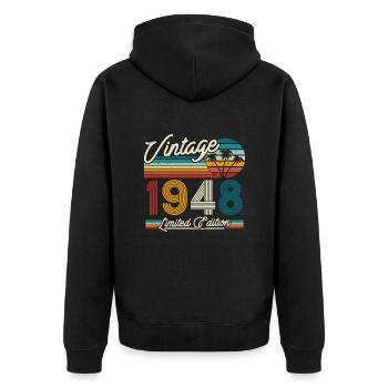 Cadeau 75/76: Né en 1948 - Veste à capuche bio Premium Unisexe - noir - Dos - Nico (187cm)