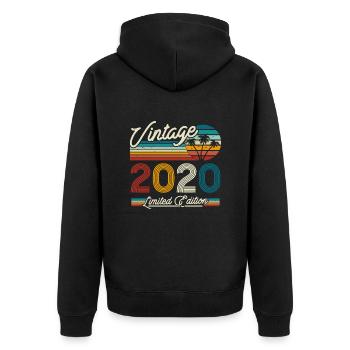 Cadeau d’anniversaire vintage 2020, 3-4 ans - Veste à capuche bio Premium Unisexe - noir - Dos - Nico (187cm)