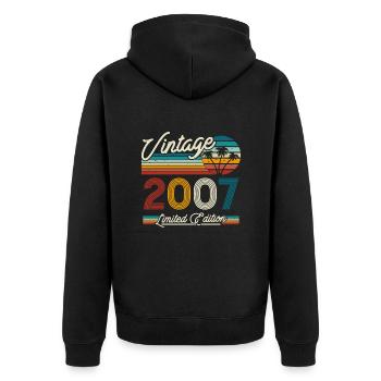 Vintage 2007 Gift - Unisex Premium Organic Zip Hoodie - black - Back - Nico (187cm)