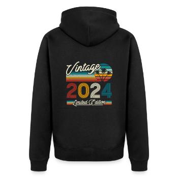 Cadeau d’anniversaire Millésime 2024 - Veste à capuche bio Premium Unisexe - noir - Dos - Nico (187cm)