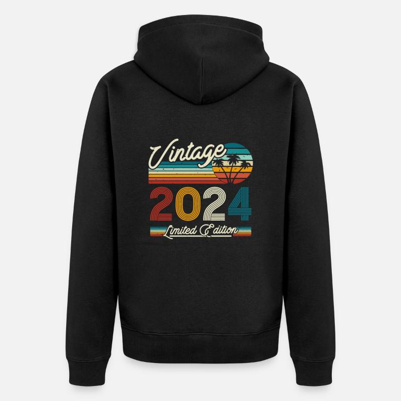 Cadeau d’anniversaire Millésime 2024 - Veste à capuche bio Premium Unisexe - noir