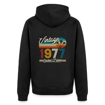 Vintage 1977 Cadeau d’anniversaire - Veste à capuche bio Premium Unisexe - noir - Dos - Nico (187cm)