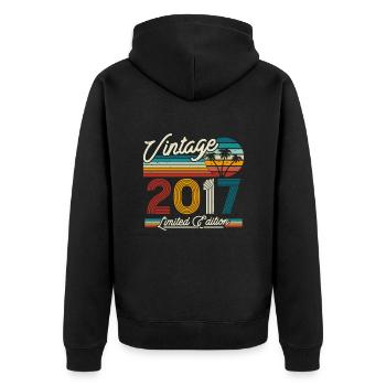 Cadeau d’anniversaire Millésime 2017 6/7 ans - Veste à capuche bio Premium Unisexe - noir - Dos - Nico (187cm)