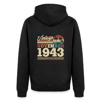 Cadeau vintage 80/81 ans - Veste à capuche bio Premium Unisexe - noir - Dos - Nico (187cm)