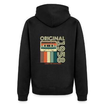 Birthday Gift 1958 | 65/66 years - Unisex Premium Organic Zip Hoodie - black - Back - Nico (187cm)