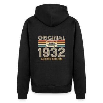 Birthday Gift 1932 Original Vintage - Unisex Premium Organic Zip Hoodie - black - Back - Nico (187cm)