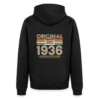 Birthday Gift 1936 Vintage Original, 87-88 - Unisex Premium Organic Zip Hoodie - black - Back - Nico (187cm)