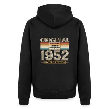 Cadeau d’anniversaire vintage 1952 - 71-72 ans - Veste à capuche bio Premium Unisexe - noir - Dos - Nico (187cm)