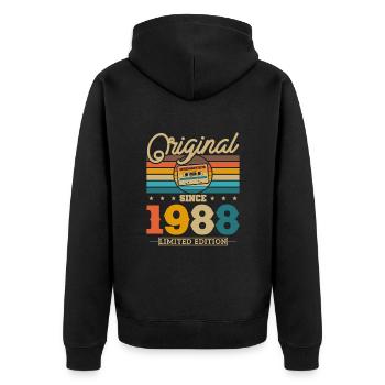 Cadeau d’anniversaire vintage 1988 - Veste à capuche bio Premium Unisexe - noir - Dos - Nico (187cm)