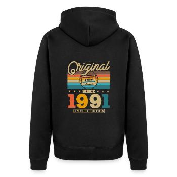 Vintage 1991 Birthday Gift - Unisex Premium Organic Zip Hoodie - black - Back - Nico (187cm)