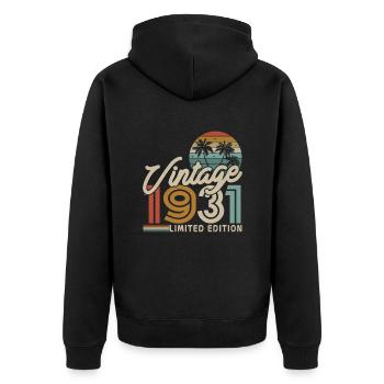 Vintage 1931 Birthday Gift - Unisex Premium Organic Zip Hoodie - black - Back - Nico (187cm)