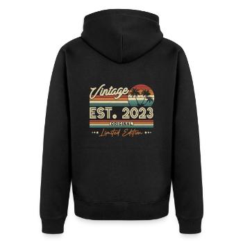 Millésime 2023 unique - Veste à capuche bio Premium Unisexe - noir - Dos - Nico (187cm)