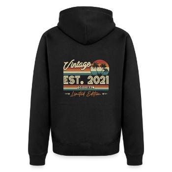 Vintage Geburtstagsgeschenk 2/3 Jahre - Unisex Premium Bio Zip Hoodie - Schwarz - Hinten - Nico (187cm)