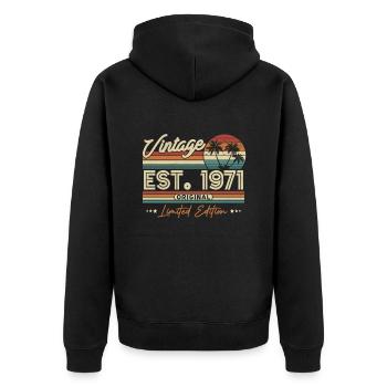Cadeau d’anniversaire vintage 1971 - Veste à capuche bio Premium Unisexe - noir - Dos - Nico (187cm)