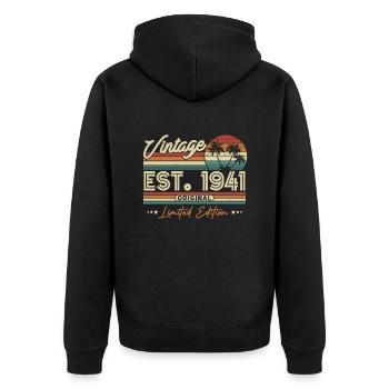 Cadeau vintage 1941 - Veste à capuche bio Premium Unisexe - noir - Dos - Nico (187cm)