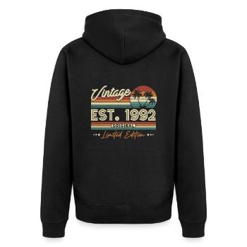 Nostalgia Vintage 1992 Style Rétro - Veste à capuche bio Premium Unisexe - noir - Dos - Nico (187cm)