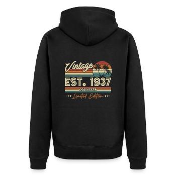 1937 Birthday present - Unisex Premium Organic Zip Hoodie - black - Back - Nico (187cm)