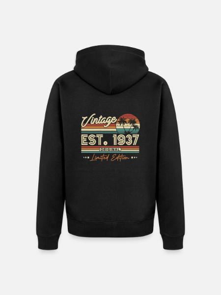 1937 Birthday present - Unisex Premium Organic Zip Hoodie - black