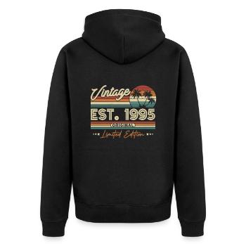 Vintage Birthday Gift 1995 - Unisex Premium Organic Zip Hoodie - black - Back - Nico (187cm)